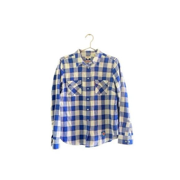 Levi's Women's checked knicks Western Plaid NBA Shirt Size M - Picture 2 of 6